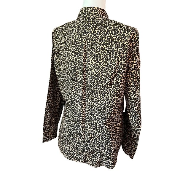 J. Crew Leopard Print Button Down Shirt Women’s Large 100% Cotton Long Sleeve Bl - Picture 4 of 7